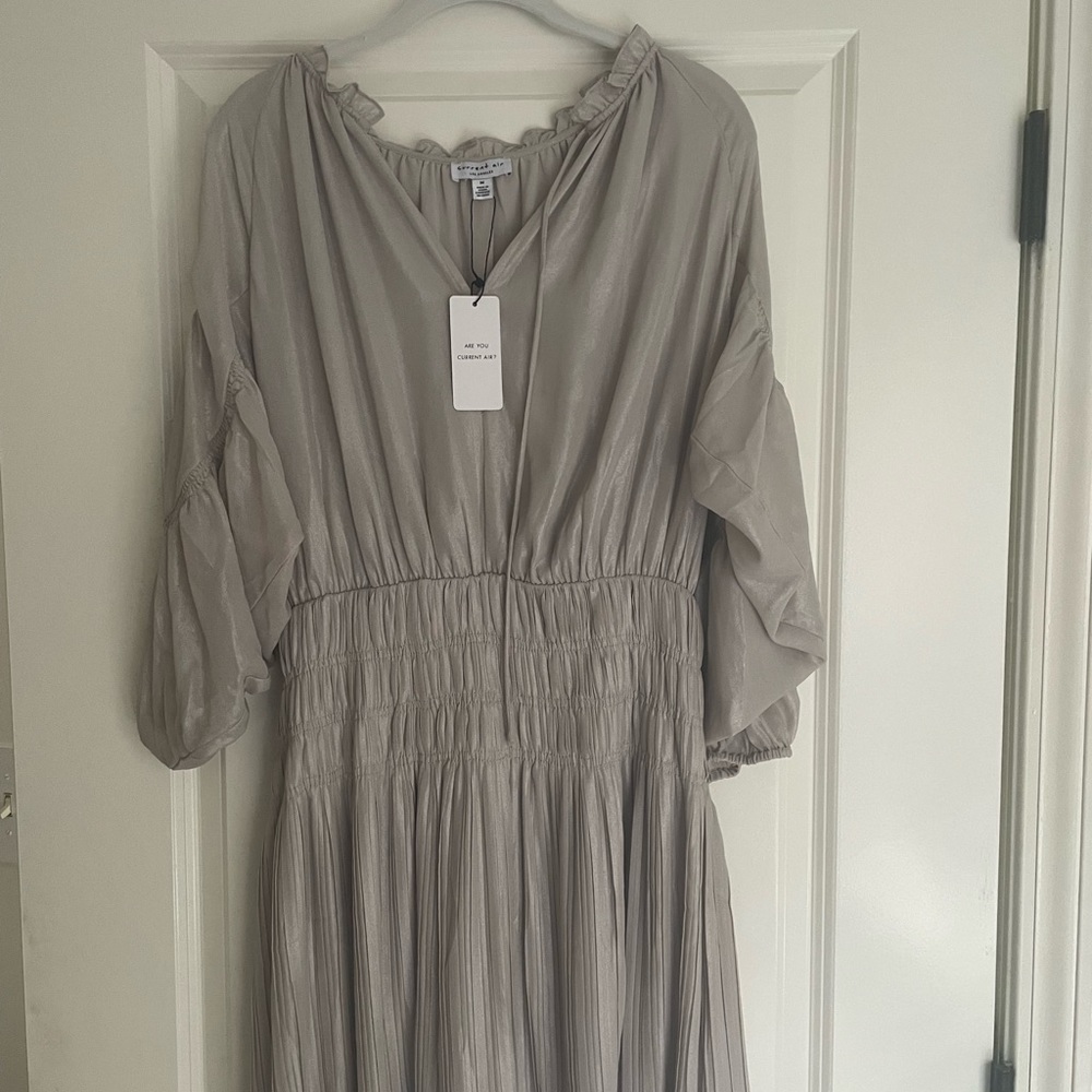 Current Air Bellow Sleeve Pleated Mini Dress